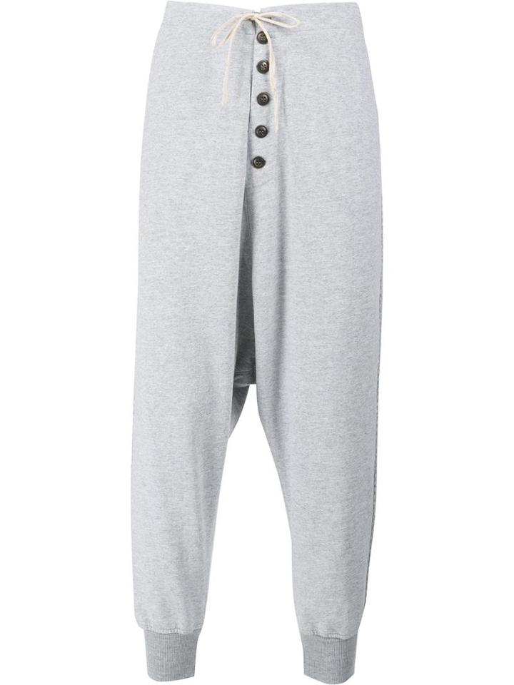 Greg Lauren Drop Crotch Trousers, Men's, Size: 2, Grey, Cotton