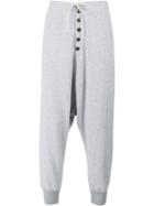 Greg Lauren Drop Crotch Trousers, Men's, Size: 2, Grey, Cotton