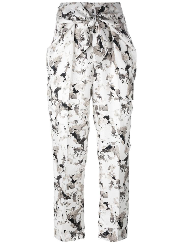 Max Mara - Beige Printed Trousers - Women - Silk - 42, Women's, White, Silk