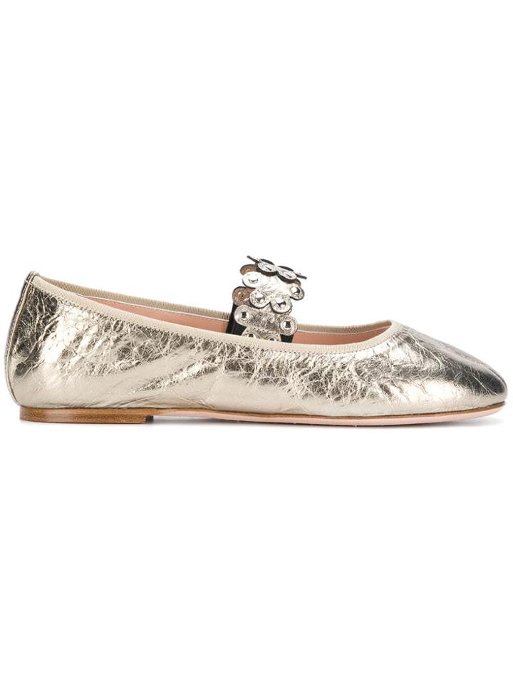 Red Valentino Red(v) Flower Puzzle Ballerinas - Metallic