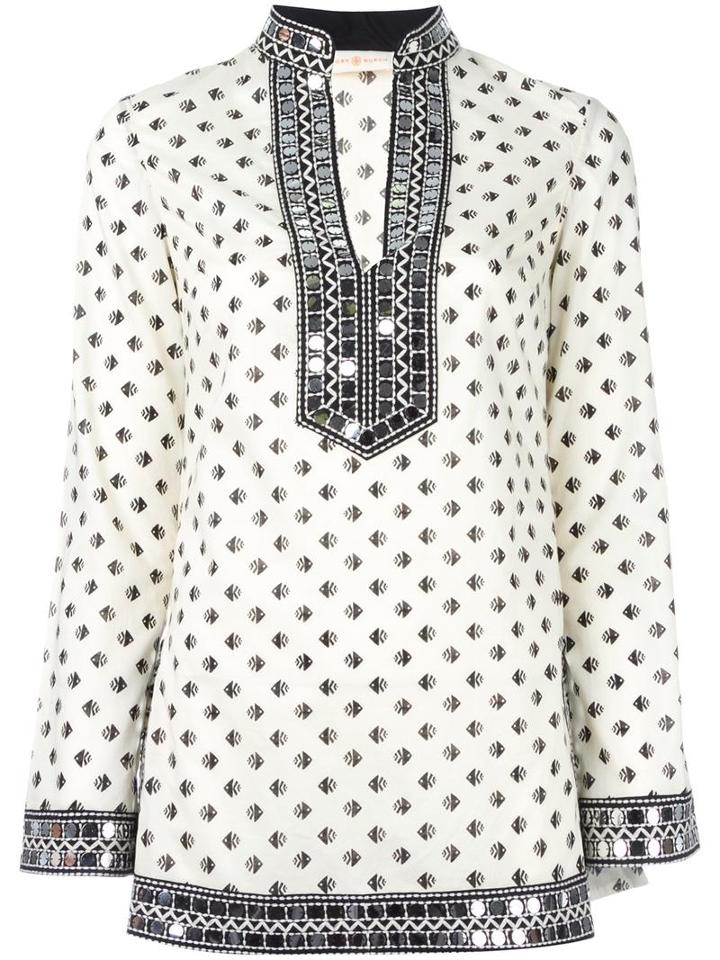 Tory Burch Fish Print Tunic, Women's, Size: 2, Cotton/polyester