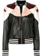 Philipp Plein Fur Trimmed Bomber Jacket - Black