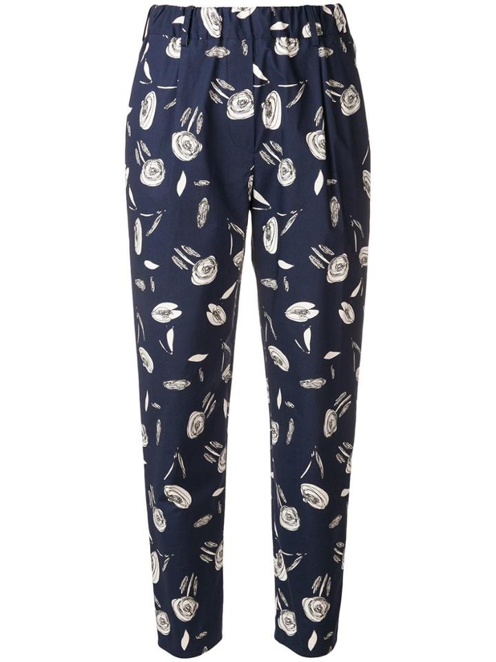 Antonelli Sketch Print Slim Fit Trousers - Blue