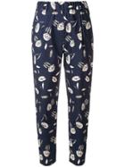 Antonelli Sketch Print Slim Fit Trousers - Blue