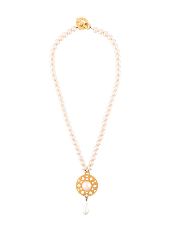 Céline Vintage Faux Pearl Necklace - Metallic