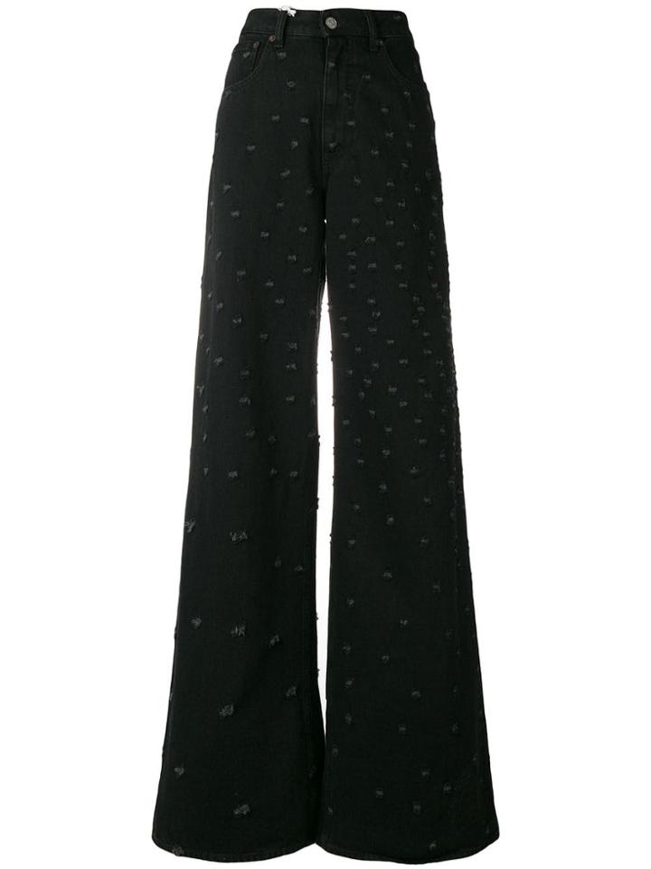 Mm6 Maison Margiela Ripped Flared Trousers - Black