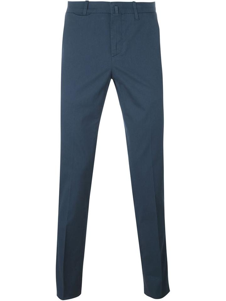Corneliani Straight Leg Trousers, Men's, Size: 48, Blue, Cotton/spandex/elastane