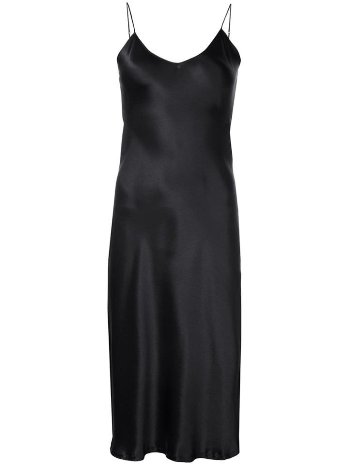 Nili Lotan Plunge Neck Slip Dress - Black
