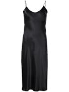 Nili Lotan Plunge Neck Slip Dress - Black