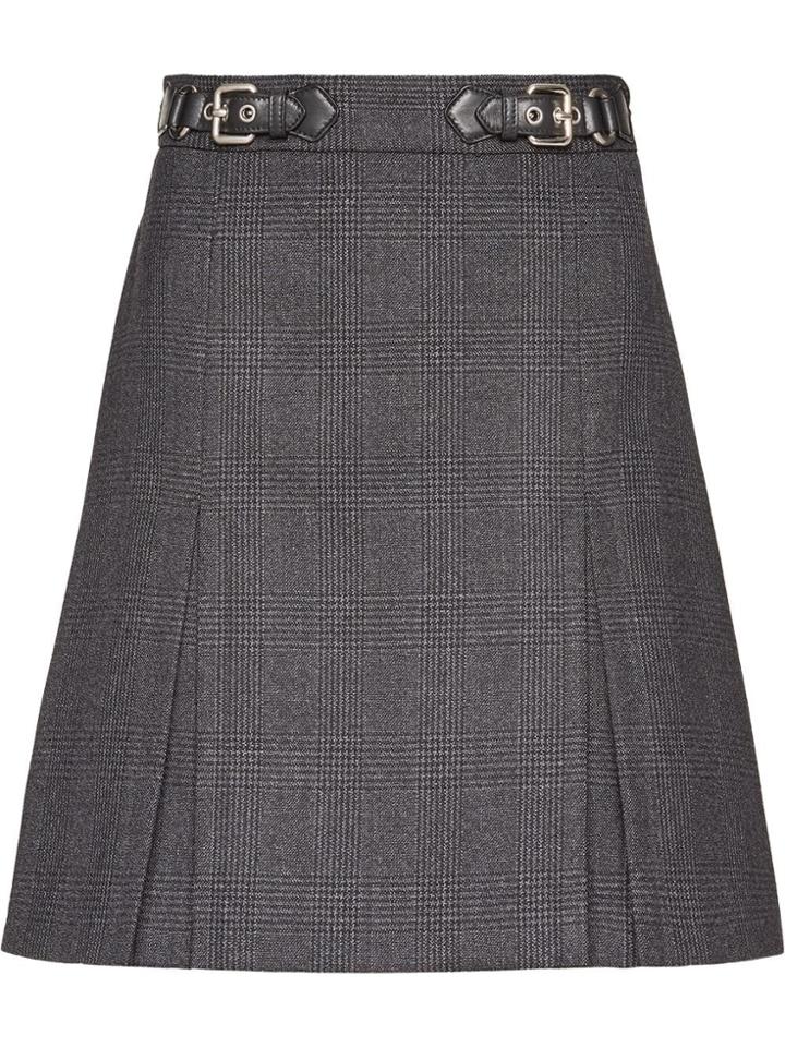 Miu Miu Checked Wool Skirt - Grey