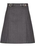 Miu Miu Checked Wool Skirt - Grey