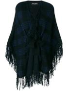 Balmain Fringed Tartan Cape - Black