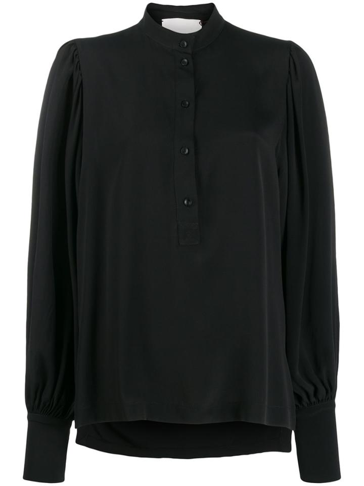 8pm Long-sleeve Flared Blouse - Black
