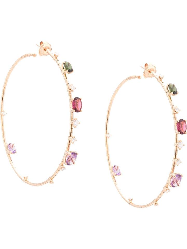 Mattia Cielo 18kt Rose Gold Mixed Gemstone Hoops - Pink