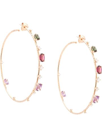 Mattia Cielo 18kt Rose Gold Mixed Gemstone Hoops - Pink