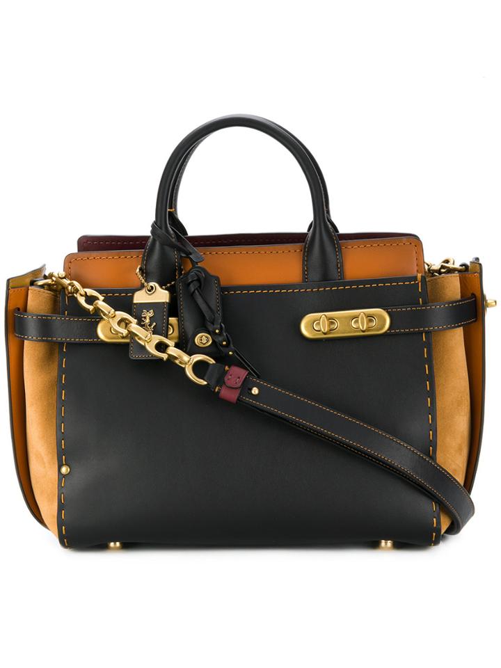 Coach Colour Blocked Shoulder Bag - Black