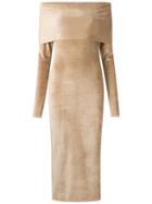 Lilly Sarti - Velvet Midi Dress - Women - Polyester/spandex/elastane - 38, Nude/neutrals, Polyester/spandex/elastane