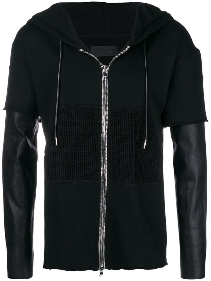 Rta Zipped Up Hoodie - Black