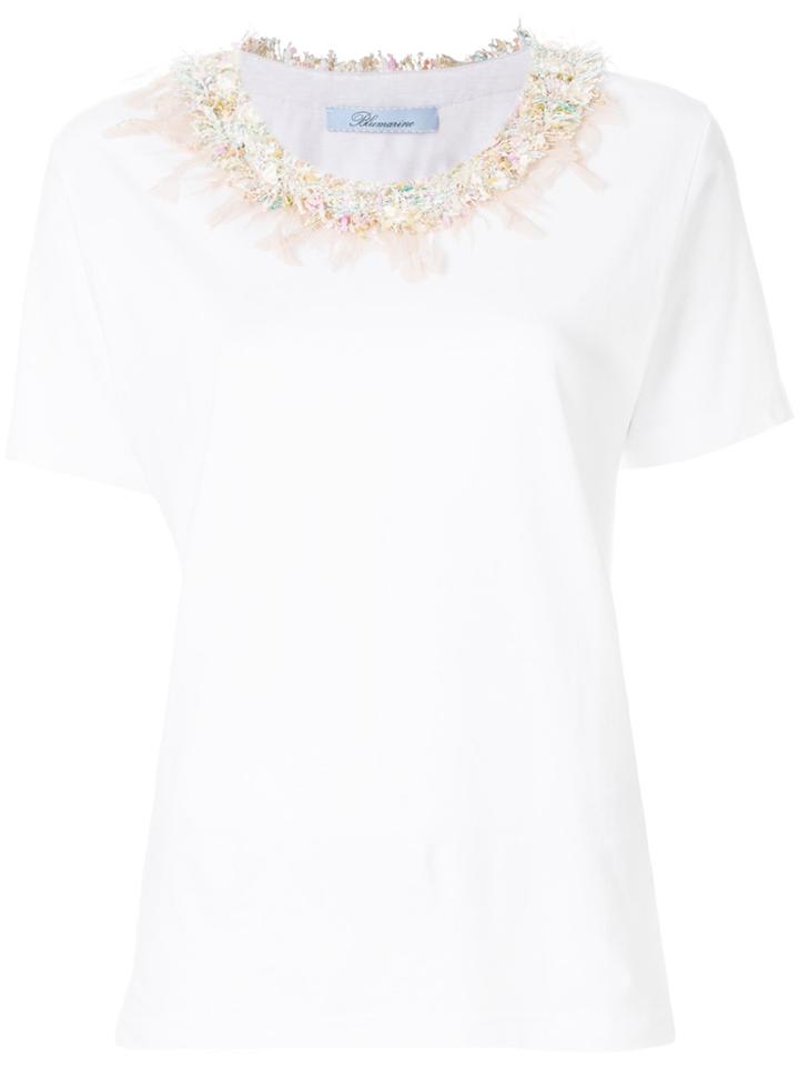 Blumarine Embellished Neckline T-short - White
