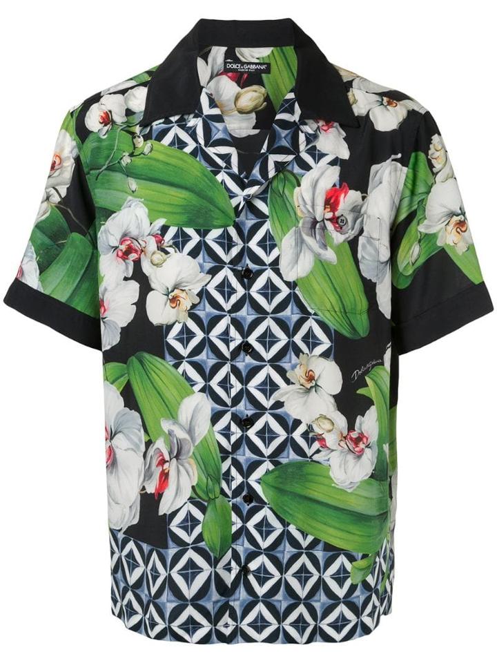 Dolce & Gabbana Orchid-print Hawaii Shirt - Green