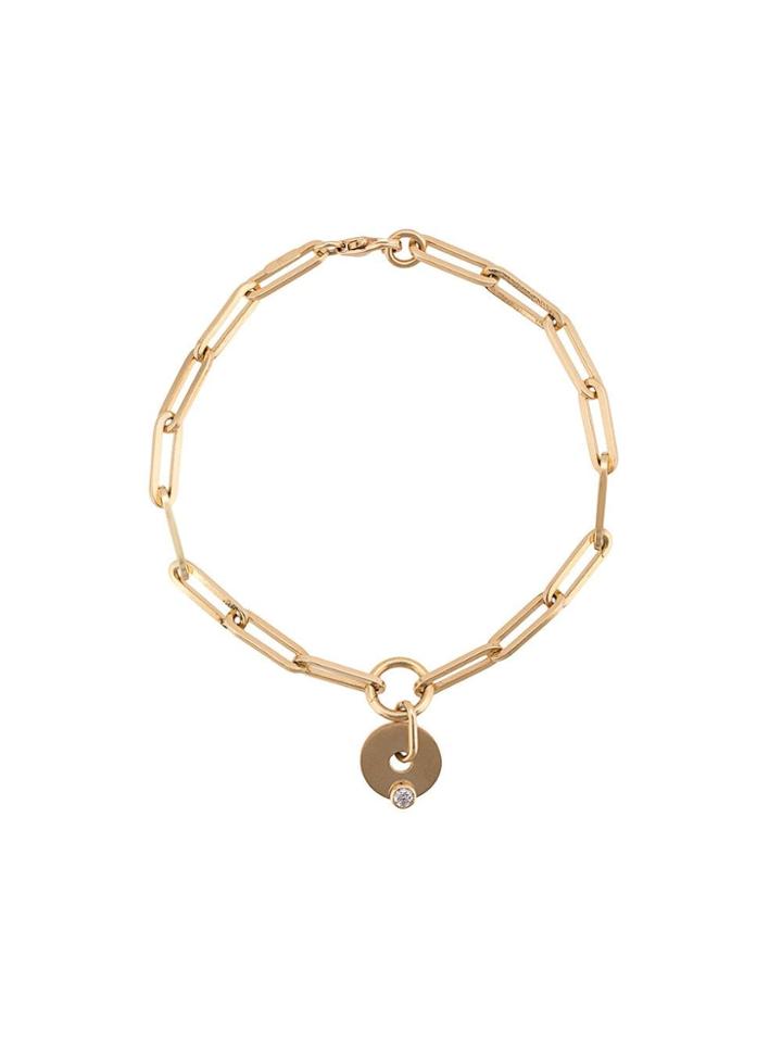Foundrae 18kt Yellow Gold Diamond Charm Fob Clip Bracelet