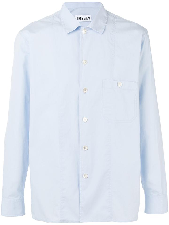 Short Tunic Shirt - Men - Cotton - 48, Blue, Cotton, Très Bien