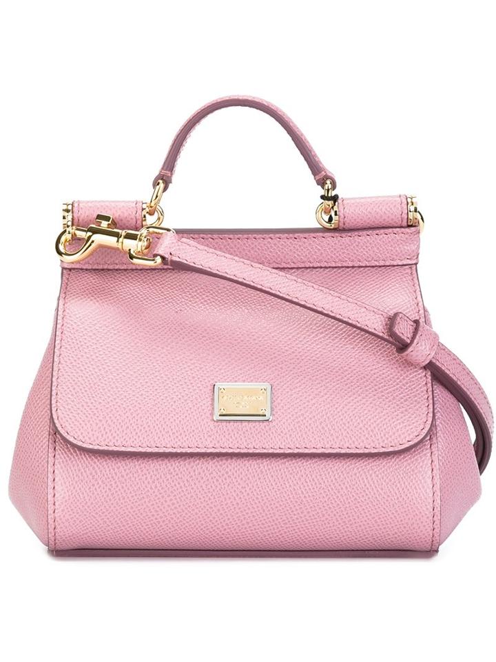 Dolce & Gabbana Mini 'sicily' Tote, Women's, Pink/purple, Calf Leather