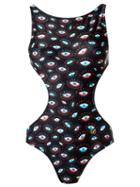 Brigitte Printed Swimsuit, Women's, Size: Medium, Black, Spandex/elastane/polyimide
