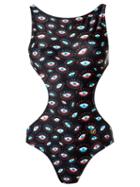 Brigitte Printed Swimsuit, Women's, Size: Medium, Black, Spandex/elastane/polyimide