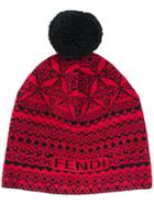 Fendi Embroidered Pom-pom Beanie Hat