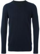 Sacai Twin Crew Neck Jumper, Men's, Size: 4, Blue, Cotton/cashmere