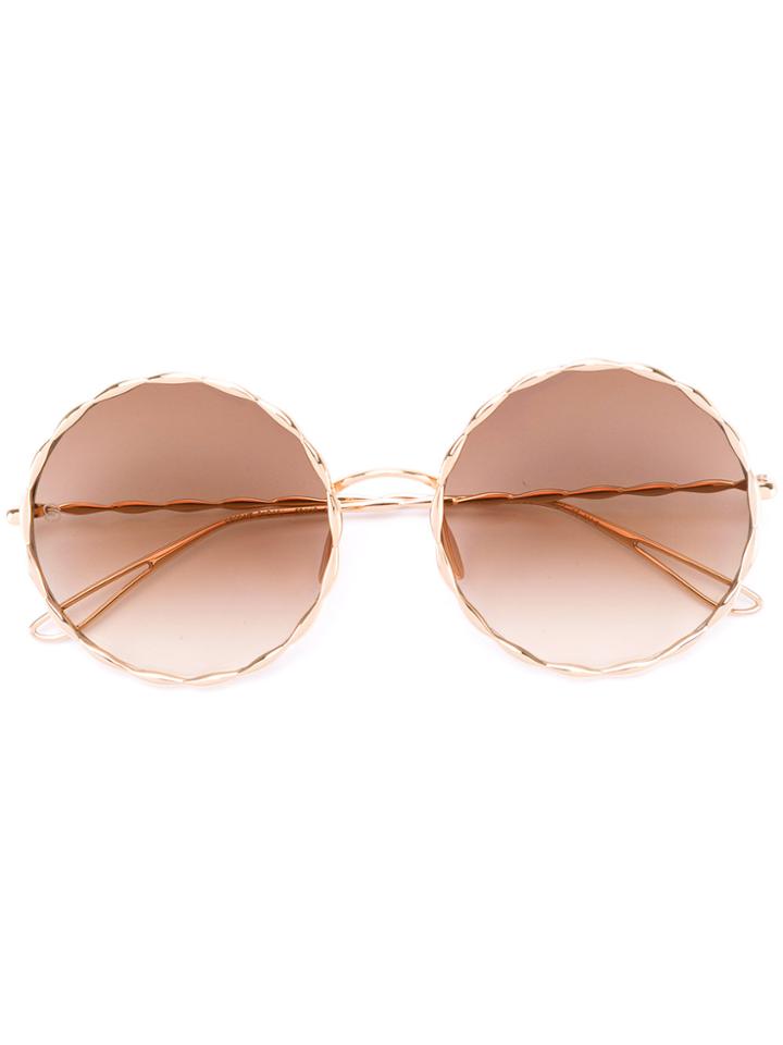 Elie Saab Round Framed Sunglasses - Metallic