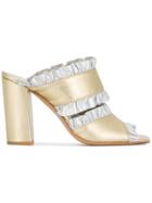 Kalda Gold Leather Thyri Ruffle 110 Mules - Metallic