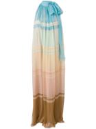 Alberta Ferretti Panelled Long Dress - Blue