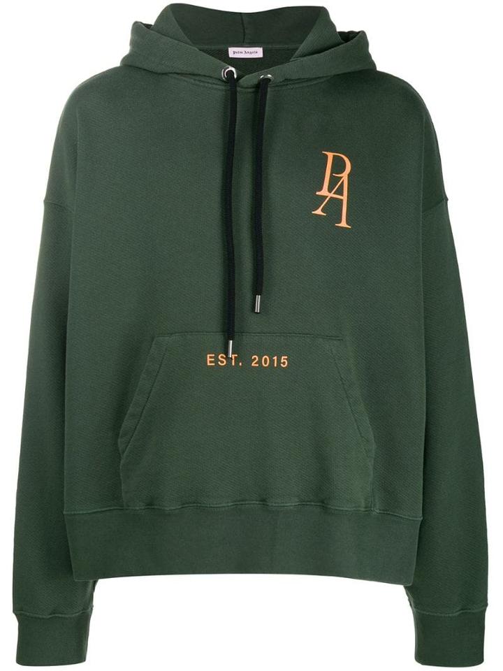 Palm Angels Pa Logo Printed Hoodie - Green