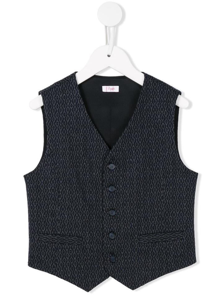 Il Gufo Jacquard Waistcoat, Boy's, Size: 6 Yrs, Blue