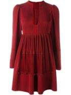 Valentino Pleated A-line Dress, Women's, Size: 40, Red, Silk