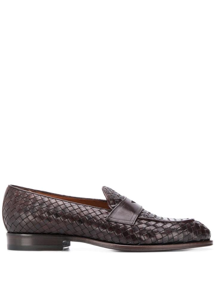 Tagliatore Woven Penny Loafers - Brown