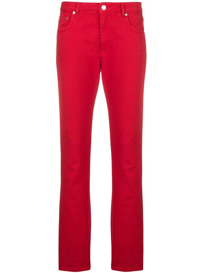 Msgm Logo Print Slim-fit Jeans - Red