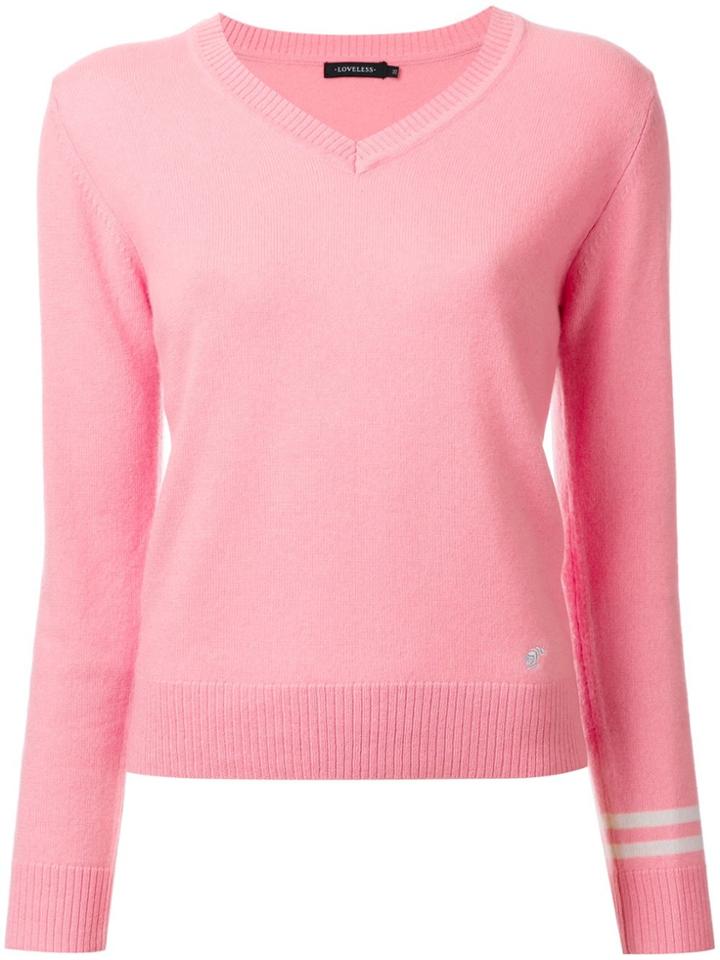 Loveless Cashmere V-neck Jumper - Pink & Purple