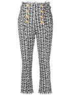 Balmain High-waisted Tweed Trousers - Blue