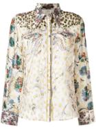 Roberto Cavalli Floral Panel Blouse, Women's, Size: 42, Nude/neutrals, Silk/polyester