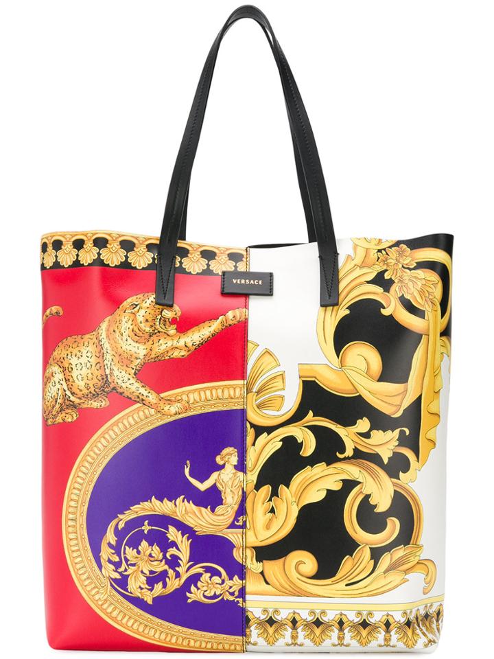 Versace Pillow Talk-barocco Mix Print Tote Bag - Black