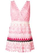 Self-portrait Striped Floral Guipure Dress - Pink