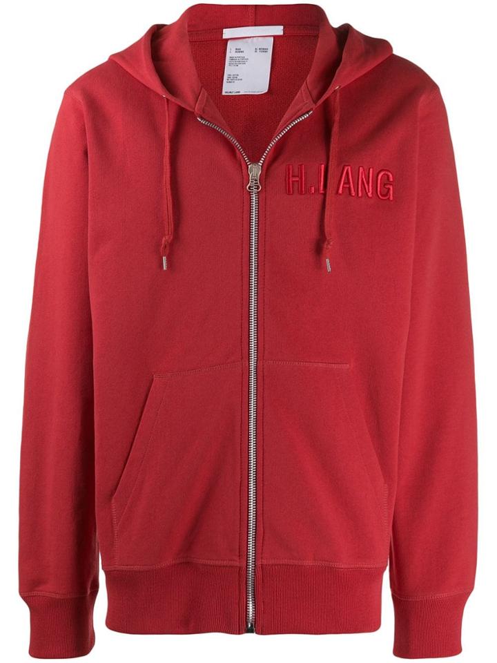 Helmut Lang Embroidered Logo Zip-up Hoodie