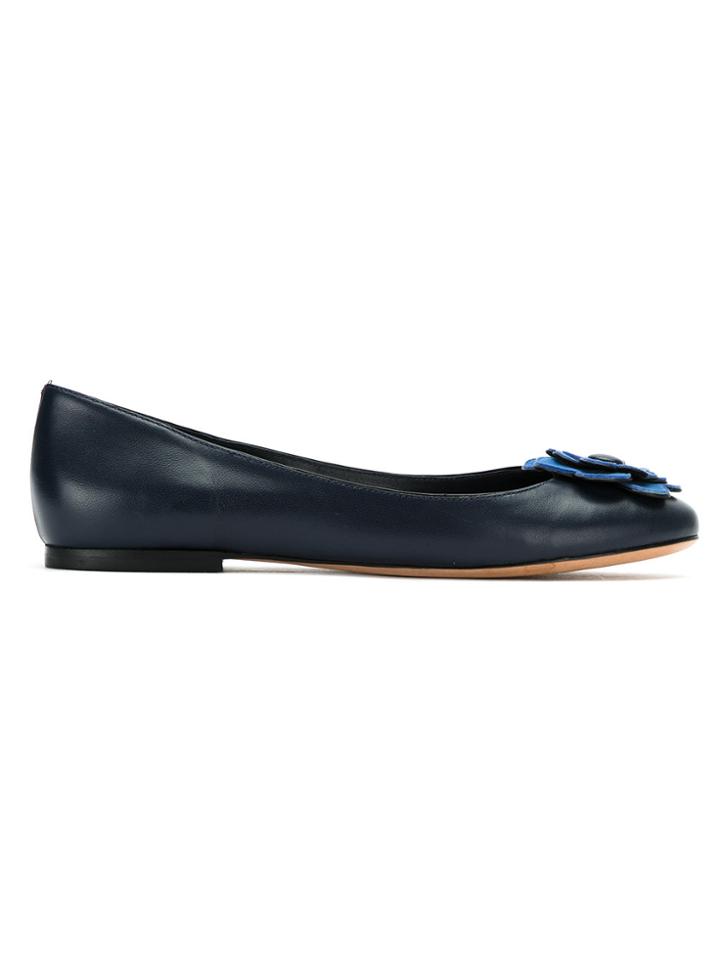 Sarah Chofakian Floral Applique Ballerinas - Blue