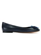Sarah Chofakian Floral Applique Ballerinas - Blue