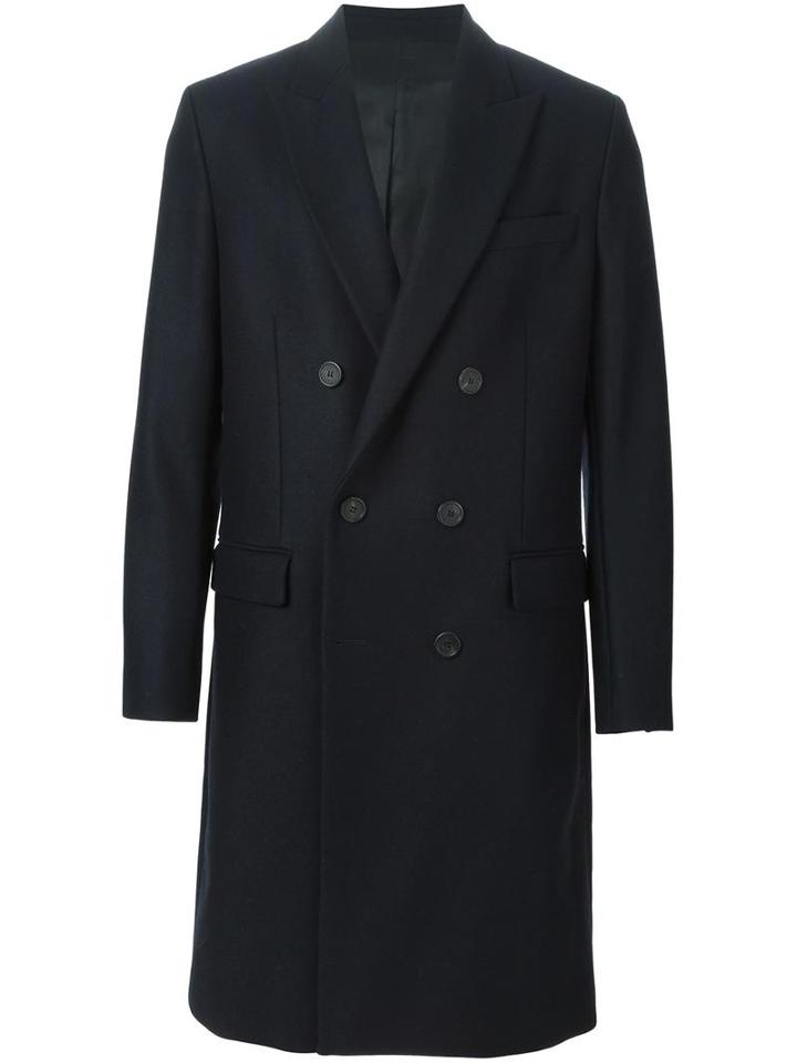 Ami Alexandre Mattiussi Double Breasted Coat, Men's, Size: 48, Blue, Polyamide/wool/cotton/acetate