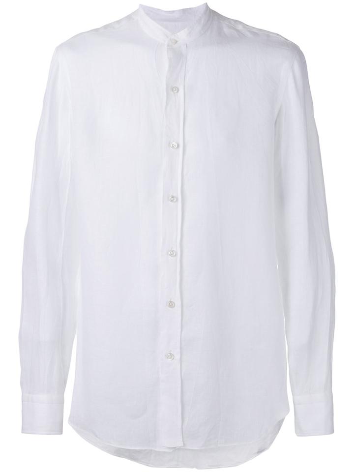 Salvatore Piccolo - Mandarin Neck Shirt - Men - Linen/flax - 41, White, Linen/flax