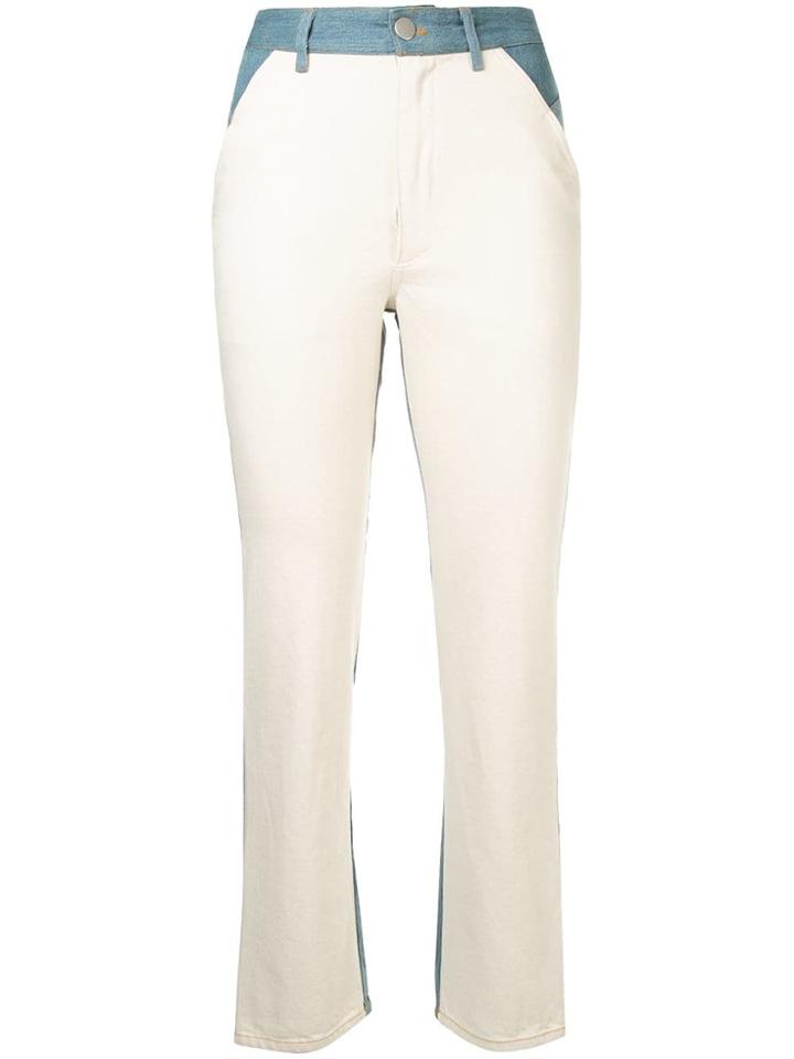 Sea Contrast Panels Jeans - White